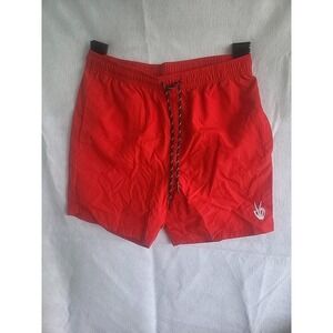 Men's Rue21 Volley Shorts‎ Extra Small xs Red drawstring peace skeleton